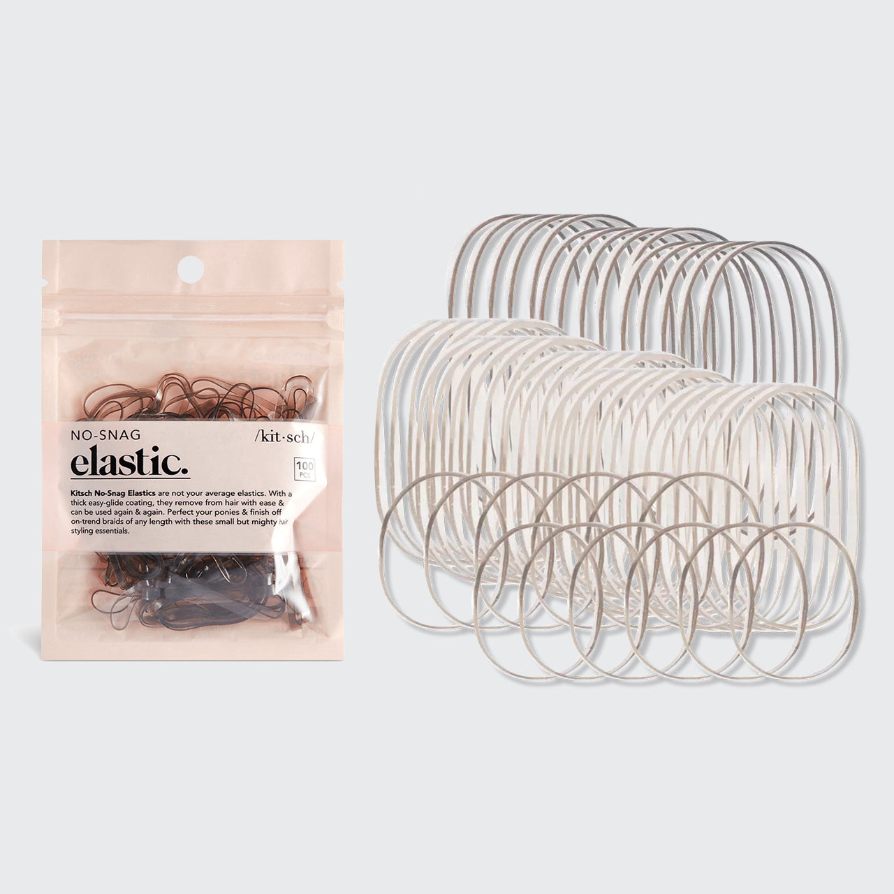 No-Snag Brown Elastics 100pc Set