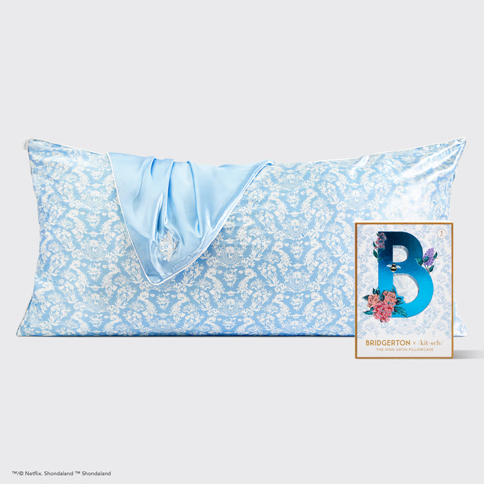 Kitsch x Bridgerton Satin King Pillowcase - Toile De Blue