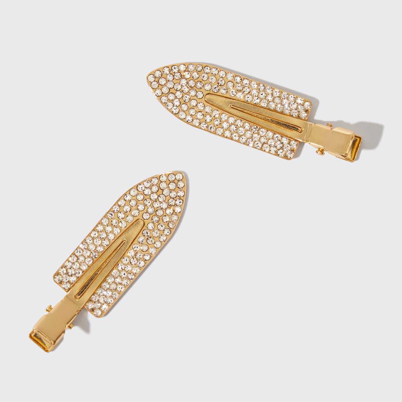 Gold Rhinestone Creaseless Clips 2pc Set