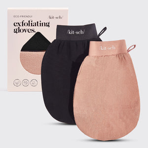 Exfoliating Glove 2pc Set - Black & Terracotta