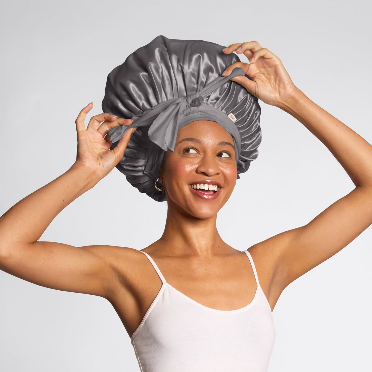 Oversized Satin Bonnet- Charcoal