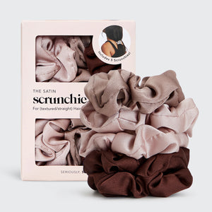 Satin Sleep Scrunchies 5pk - Cameo