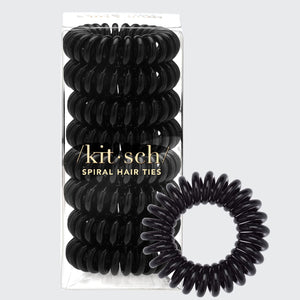 Spiral Hair Ties 8 Pack - Black